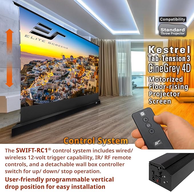 Elite Screens Kestrel Tab-Tension Pro CineGrey 4D, 16:9 Aspect Ratio, ISF - Image 5
