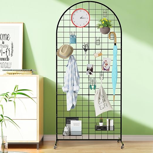 Asee'm Grid Wall Panels Display Stand 2.6' x 5.8' FT Black Movable Wire Grid - Image 4