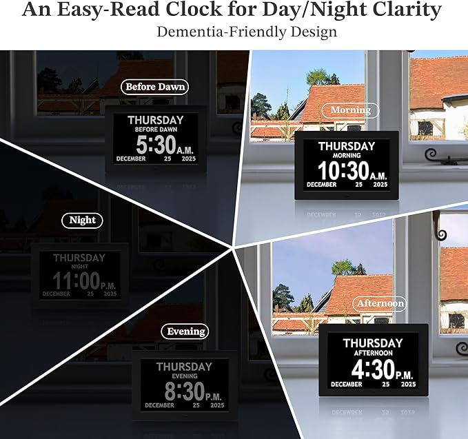 10.1'' Extra Large Digital Clock, 1280*800p HD Display, Dementia Clock - Image 7