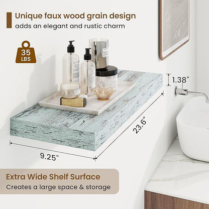 24in Floating Shelves for Wall, 2 Pack Long Wall Mounted Engineered Wood Shelves - Image 3