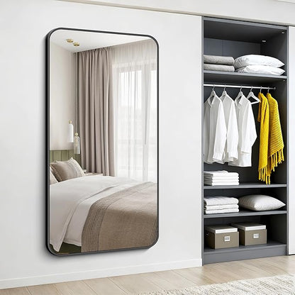 Black Bathroom Mirror, 66x36 inch Aluminum Metal Frame Rectangular Vanity Mirror - Image 7