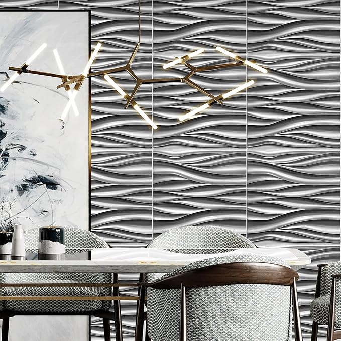 STICKGOO 3D Wall Panels, Brushed Silver Decorative Wall Covering Panels - Image 5