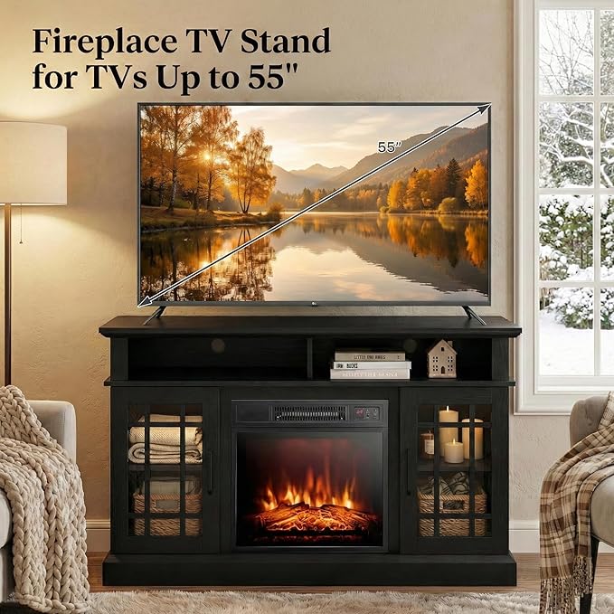 SIMOE Modern 48 Inch Electric Fireplace TV Stand, TV Console - Image 5