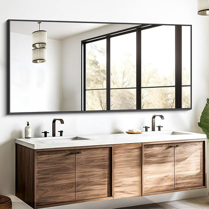 Black Bathroom Mirror for Wall, 72x30 Inch Rectangle Mirrors by DESBING