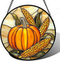 DASTOLL Stained Glass Window Hanging Autumn Harvest Pumpkin Corn 6.3" by DASTOLL