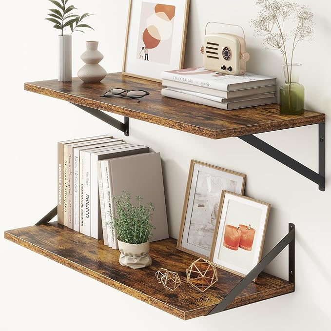 12 Inch Deep Floating Shelves, 30W x 12D Wall Shelves by FunMemories