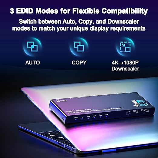 JCHICI 1x4 HDMI Splitter 4K@60Hz 4:4:4 HDR - - Image 4