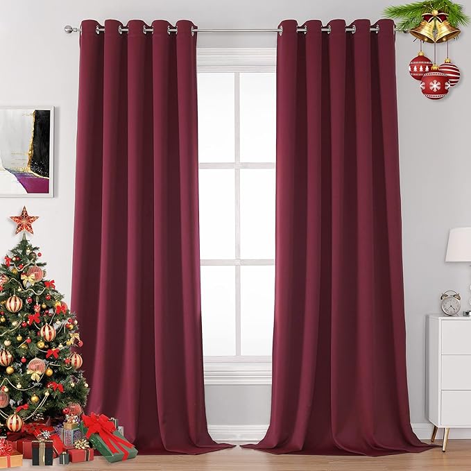 DUALIFE Burgundy Blackout Curtains Drapes by DUALIFE