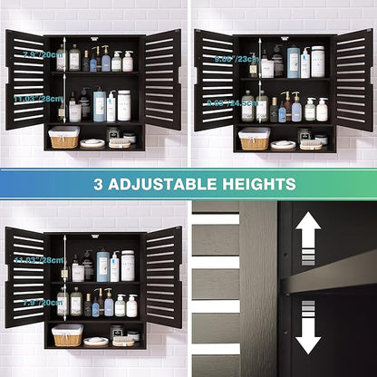 SMIBUY Bathroom Cabinet Wall Mounted, Bamboo Over-The-Toilet Storage Organizer - Image 7