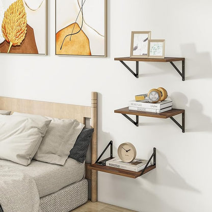 Heimlove Deep Floating Shelves for Wall, 12 Inch Deep Floating Shelves Set of 3 - Image 2