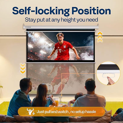 VIVOHOME 120 Inch 1:1 Pull Down Projector Screen, HD 4K Retractable Movie Screen - Image 3