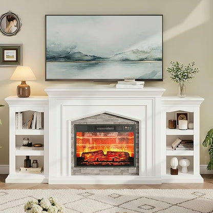LGHM 80" Fireplace TV Stand for TVs Up to 90 Inch, Electric Fireplace - Image 2