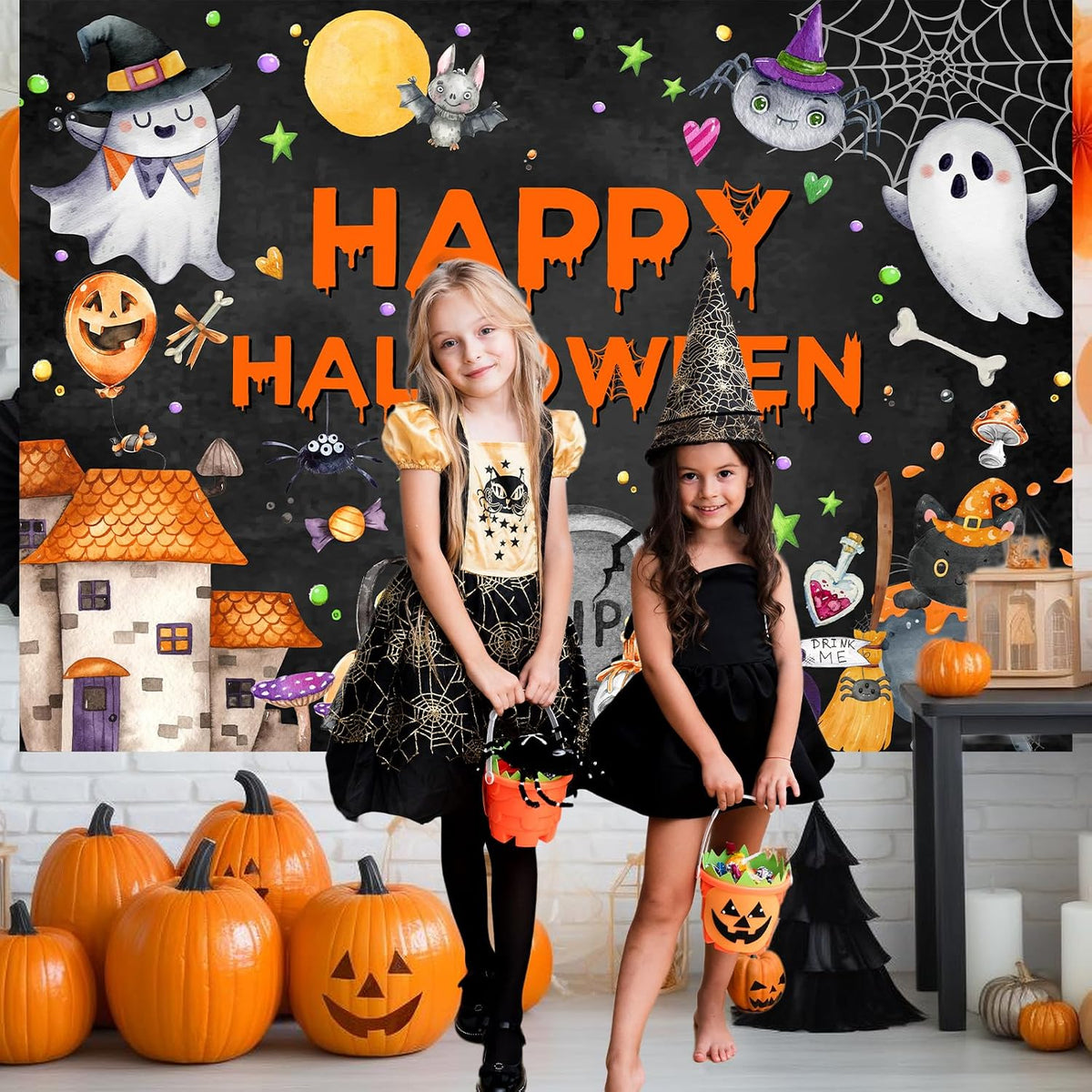 Avezano Happy Halloween Backdrop Halloween Party Decorations