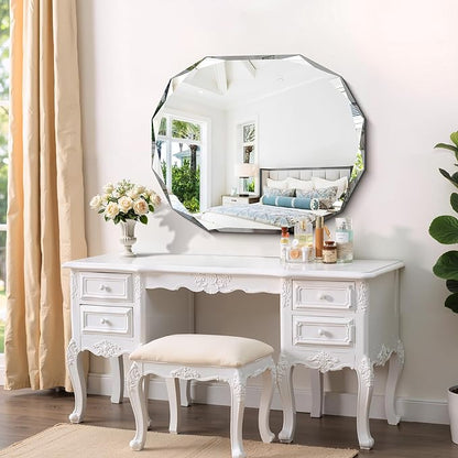 GLASHOM Frameless Bathroom Mirror, 30x36 inch Vanity Mirror Beveled Edge Wall - Image 2