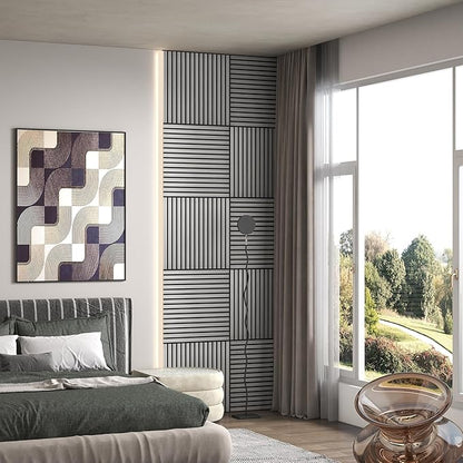 HOMCOM 4 Pack 3D Acoustic Panels, Wood Slat Wall Paneling - Image 6