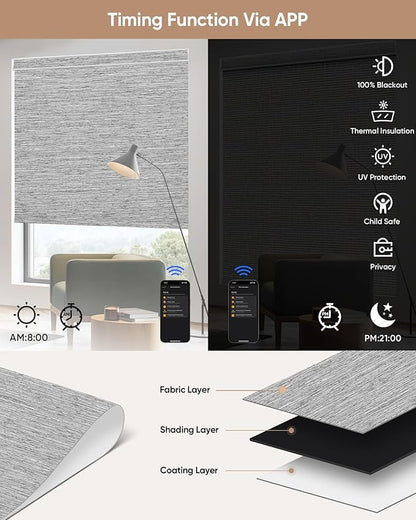 Kincmo Motorized Blinds with Remote, 100% Blackout Motorized Roller Shades Work - Image 4