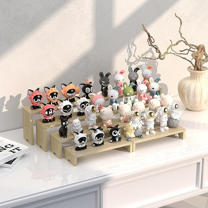 4 Set Large Wooden Tiered Riser Display Stands - Image 4