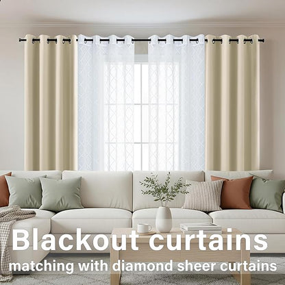 KOUFALL Beige Curtains Blackout 70-80% Black Out Curtains 84 Inch Long - Image 2