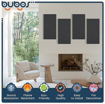 BUBOS 4 PCS Fabric Acoustic Panels, 23.6''x11.8''x2'' Sound Proof Panels - Image 3