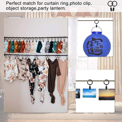 42 Pack Curtain Rings with Clips 1.26" Interior Diameter,Metal Drapery Ring with Clips Compatible with up to 1 inch Drapery Rod,Strong Vintage Decorative Rustproof Drapery Ring with Hooks(Black)