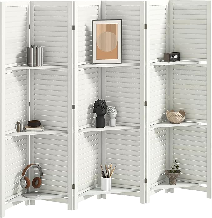 HOMCOM Room Divider, 6 Panel 67" Tall Wood Privacy Screen by HOMCOM