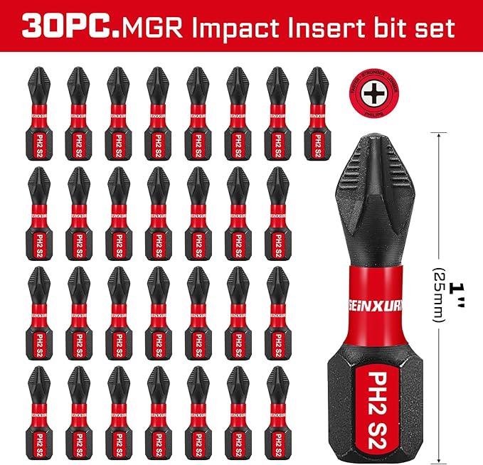 30Pieces Magnetic #2 Phillips 1 in. Hex Anti-Slip Screwdriver Bits, 1/4 Inch - Image 2