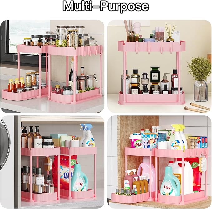 Ukeetap 2 Pack Multi-Purpose Pull-Out Storage Organizers, Under Sink & Cabinet - Image 6