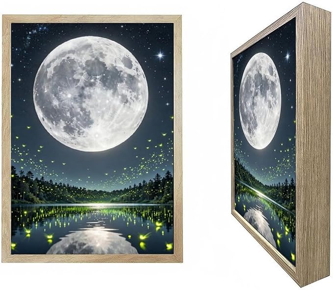 URVIP LED Glowing Photo Frame, 3D Starry-Sky Moon Animal Wall Art, 9x12 Inches by URVIP