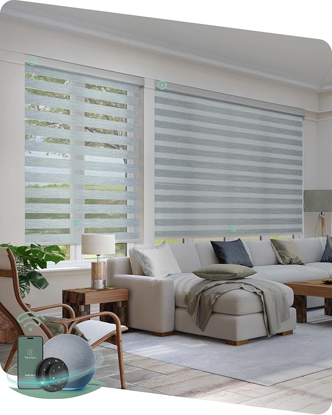Yoolax Motorized Blinds with Remote, Electric Zebra Blinds by Yoolax