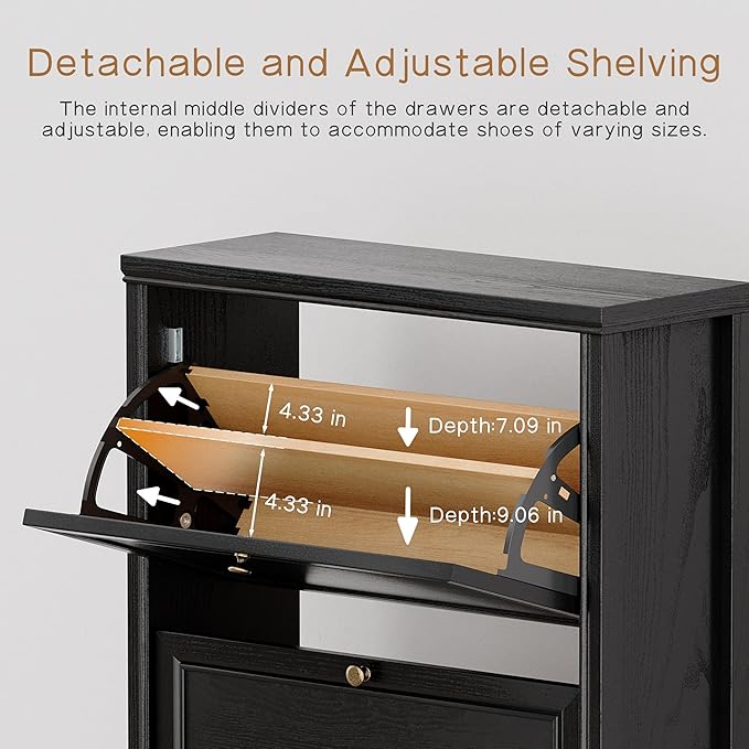Chogori 3-Tier Shoe Cabinet – Solid Wood Entryway Shoe Storage Organizer - Image 5