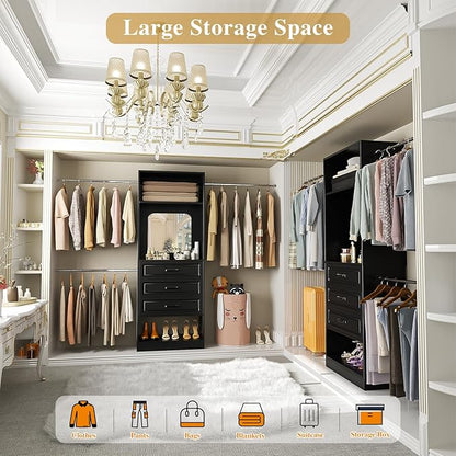 Unikito 8FT Closet System with Mirror, 96 Inch Walk in Closet Organizer Kit - Image 3