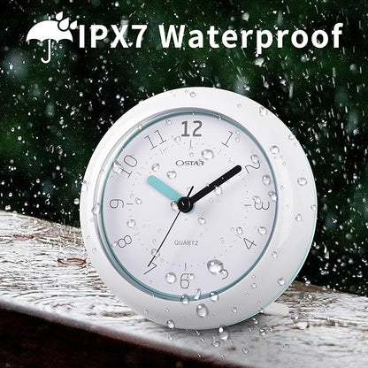 OSTAR Waterproof Bathroom Shower Clock, Analog Quartz Clock Hanging Stand Dual - Image 6