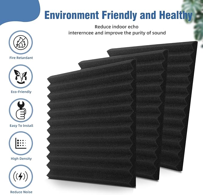 HWLIYUTAI 100 Pack Acoustic Panels 1 X 12 X 12 Inches - Image 4