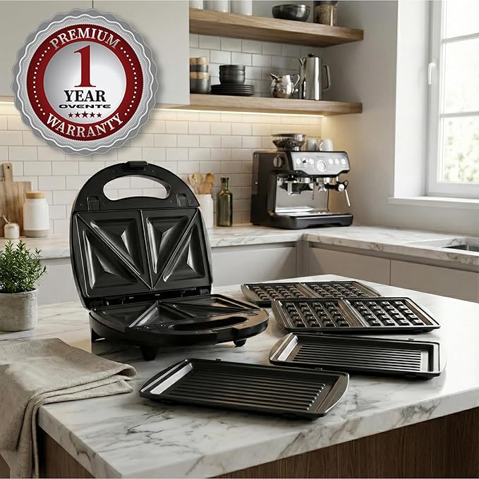 OVENTE 3 in 1 Electric Sandwich Maker, Panini Press Grill and Waffle Iron Set - Image 10