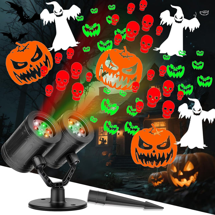 Halloween Projector Lights Outdoor 2026 Upgraded Double Head & Dynamic Rotating for Xmas Holiday