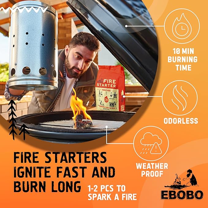 150 pcs Natural Fire Starters for Fireplace, Wood Stove, Charcoal Grill - Image 3