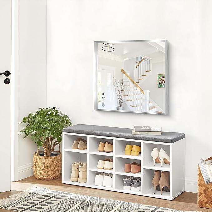 Silver Bathroom Mirror, 30x30 Inch Rectangular Framed Mirror, Large Wall - Image 6