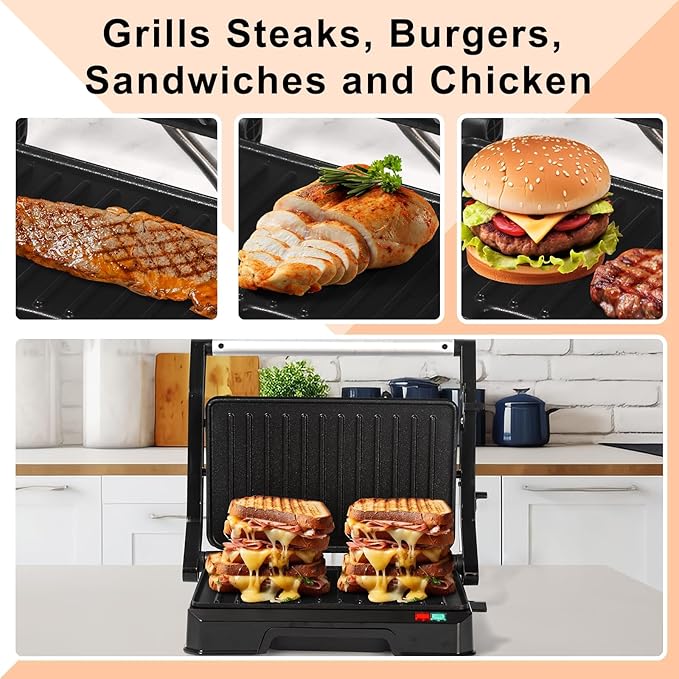 Small Panini Press Grill Sandwich Maker, Electric 3 in 1 Panini Sandwich Maker - Image 7