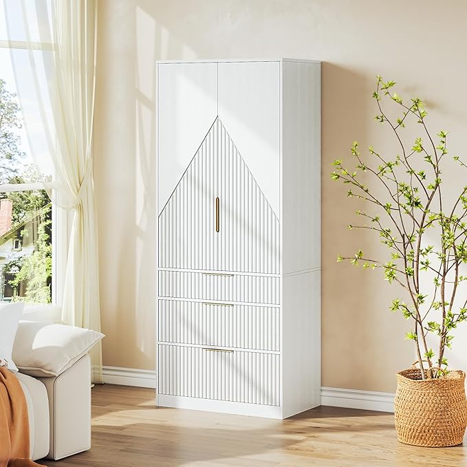 71.7" Wardrobe Armoire Wooden Closet - Image 9
