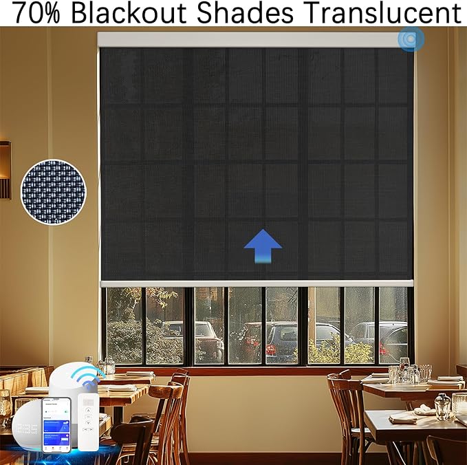 Motorized Blinds with Remote Cordless Automatic Motorized Shades Custom Blinds - Image 3