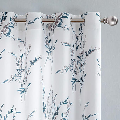 MYSKY HOME Floral Curtains 45 inch Long Thermal Insulated Light Filtering Soft - Image 2
