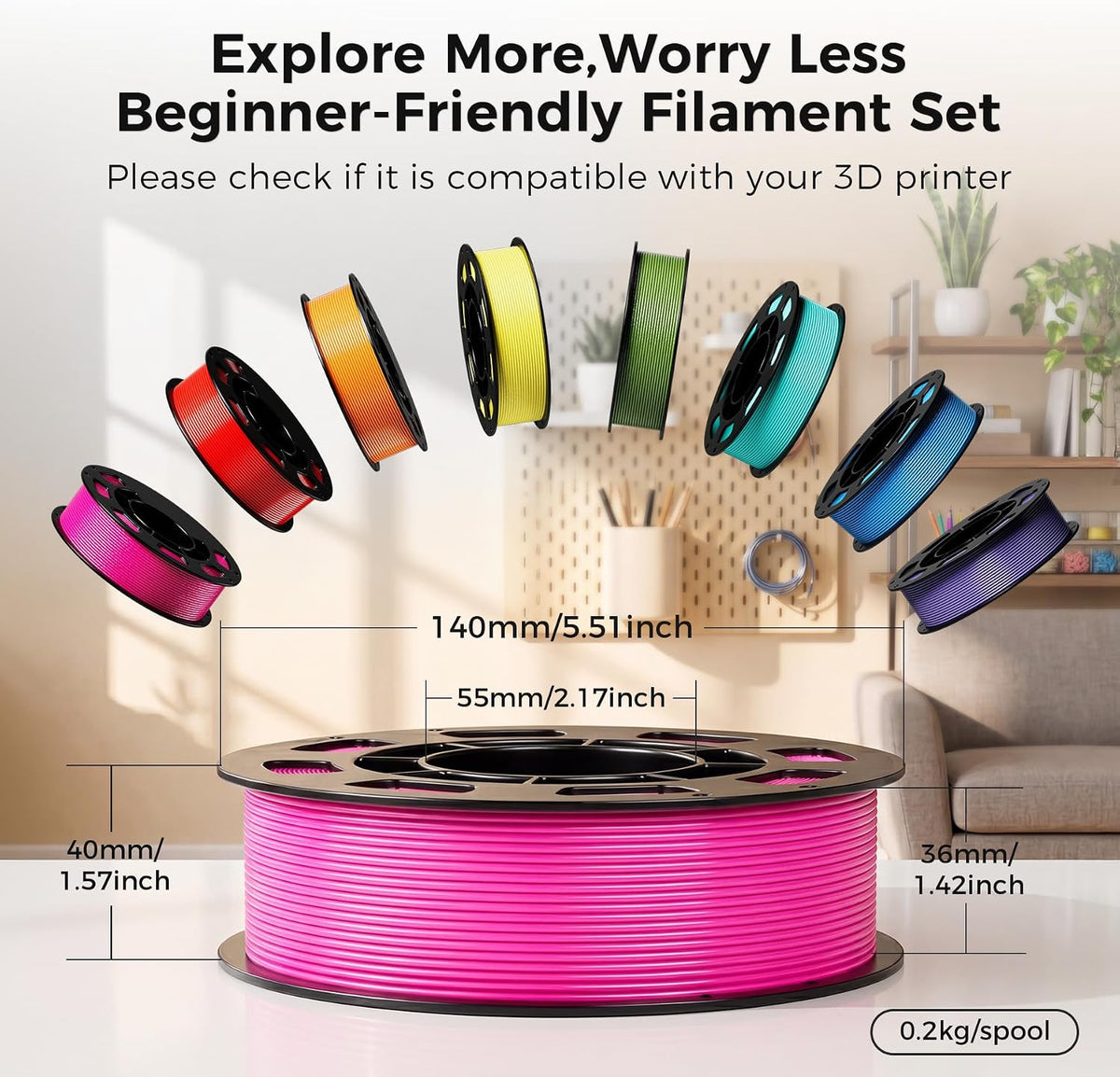10 color bundle petg 3d printer filament 1.75mm shown in use