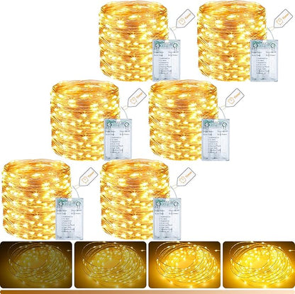 6-Pack 33FT 100 LED Fairy Lights Battery Operated by Litogo
