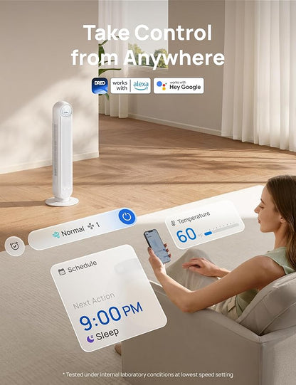Dreo Tower Fan for Bedroom, 25ft/s Smart Standing Fans, 90° Oscillating Floor - Image 7
