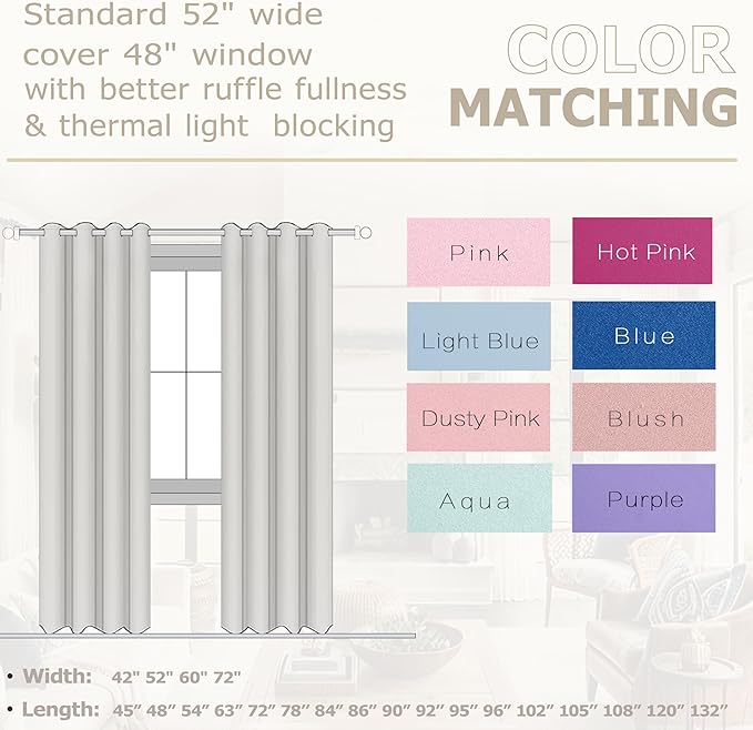 KOUFALL Lilac Purple Curtains 84 Inch Length - Image 3