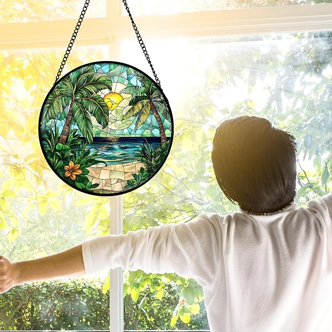 DASTOLL Stained Glass Window Hanging, and Mom 9.8 in - Image 4