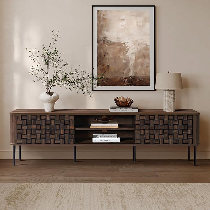 LuxenHome TV Stand for Living Room up to 80'' TVs, Media Console TV Console - Image 4