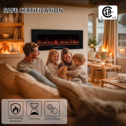 36" Electric Fireplace Inserts, Recessed & Wall Mounted Fireplace Heater - Image 2