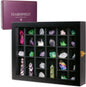 Premium Rock Display Case – Wooden Shadow Box with Shelves for Crystals, Seashell & Figurines – 30 Adjustable Compartments – Real Glass Door – Elegant Storage for Collectibles