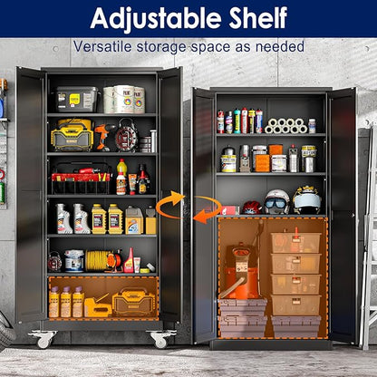 75" H Metal Garage Storage Cabinet, Rolling Tool Cabinet - Image 5